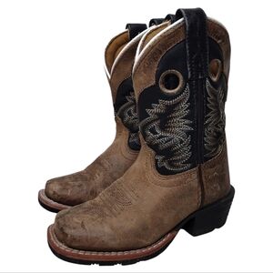 Dan Post Kids Brown Black Leather Cowboy Western Boots Sz 9D